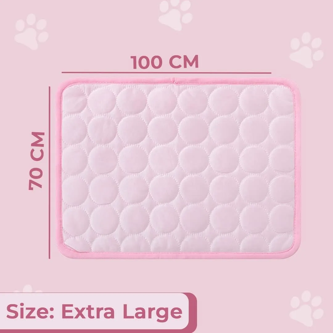 Kuber Industries Rectangular Dog & Cat Bed|Premium Cool Ice Silk with Polyester With Bottom Mesh|Multi-Utility Self-Cooling Pad For Dog & Cat|Light-weight & Durable Dog Bed|ZQCJ001P-XL|Pink(Pack Of 2)