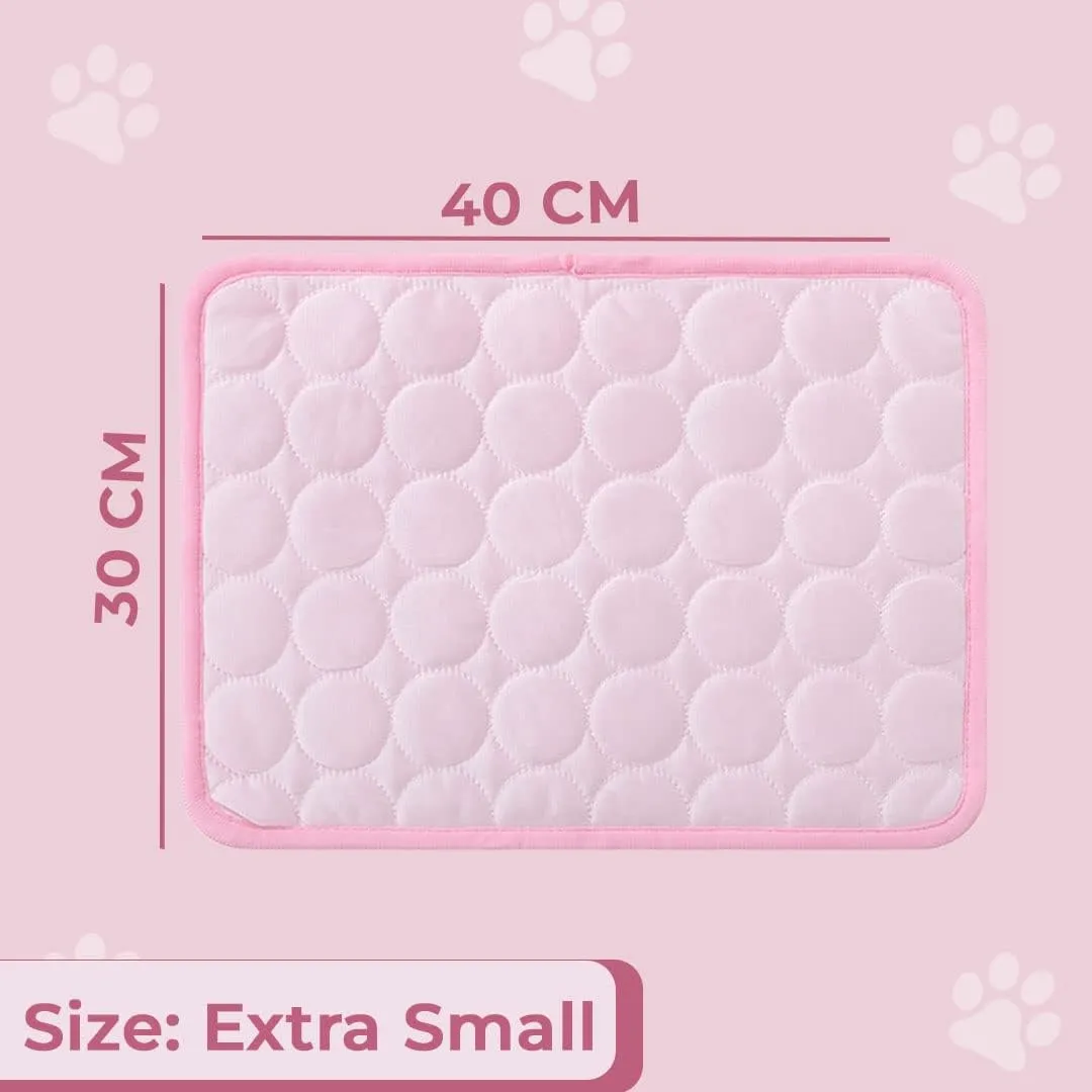 Kuber Industries Rectangular Dog & Cat Bed|Premium Cool Ice Silk with Polyester With Bottom Mesh|Multi-Utility Self-Cooling Pad For Dog & Cat|Light-weight & Durable Dog Bed|ZQCJ001P-XS|Pink(Pack Of 4)