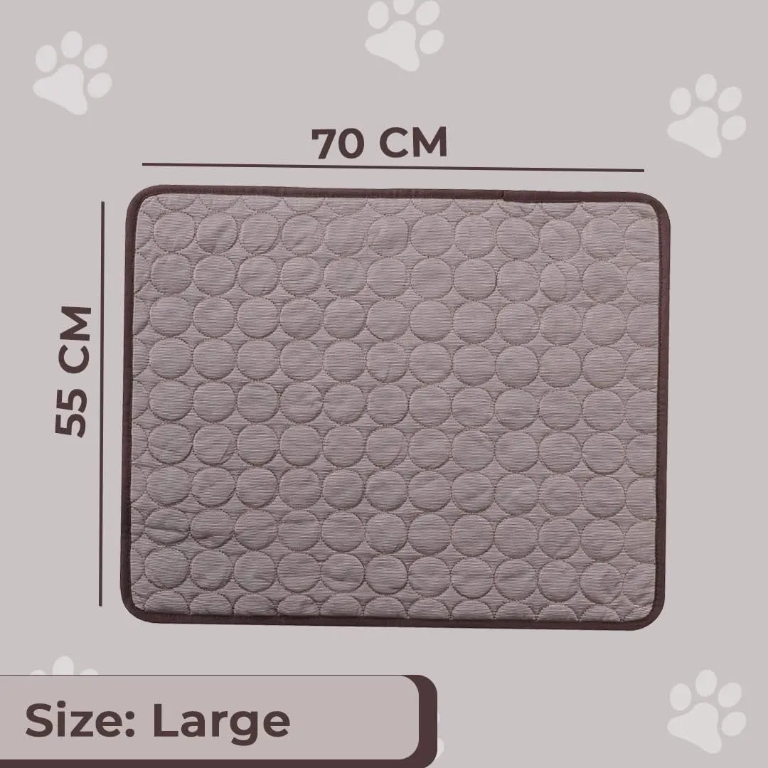 Kuber Industries Rectangular Dog & Cat Bed|Premium Cool Ice Silk with Polyester With Bottom Mesh|MultiUtility Self-Cooling Pad For Dog & Cat|Light-weight & Durable Dog Bed|ZQCJ001C-L|Coffee(Pack Of 4)