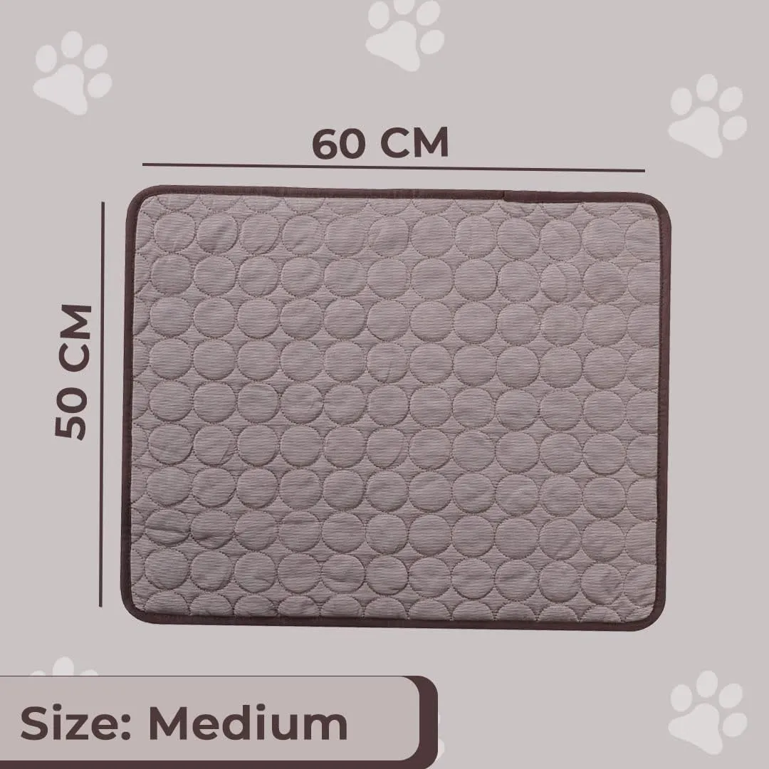 Kuber Industries Rectangular Dog & Cat Bed|Premium Cool Ice Silk with Polyester With Bottom Mesh|MultiUtility Self-Cooling Pad For Dog & Cat|Light-weight & Durable Dog Bed|ZQCJ001C-M|Coffee(Pack Of 3)