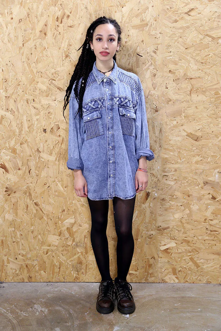 Long Sleeved Acid Wash Denim Shirt