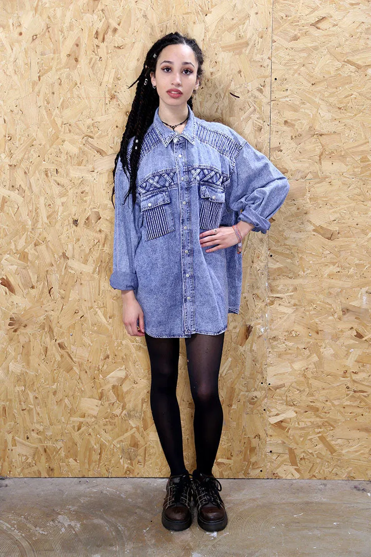 Long Sleeved Acid Wash Denim Shirt