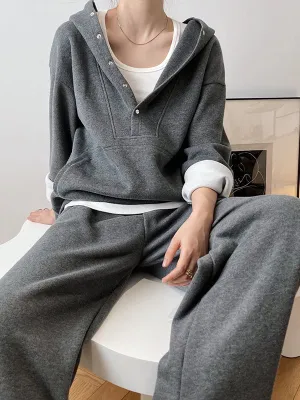 Loose Hoodies And Wide-Leg Pants Suits