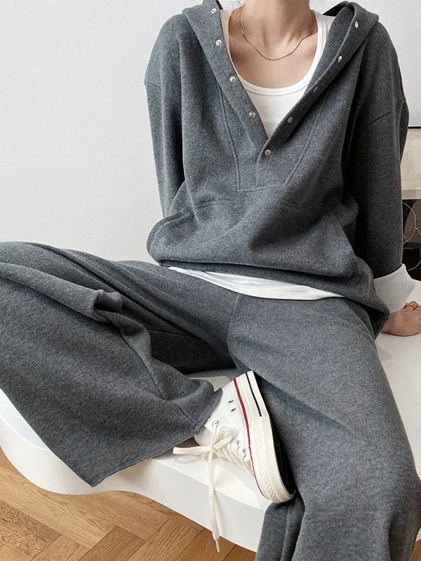 Loose Hoodies And Wide-Leg Pants Suits