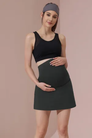 Maacie Gray Maternity Tennis Skirts Quick-Dry Sports A-Line Skirt with Pockets