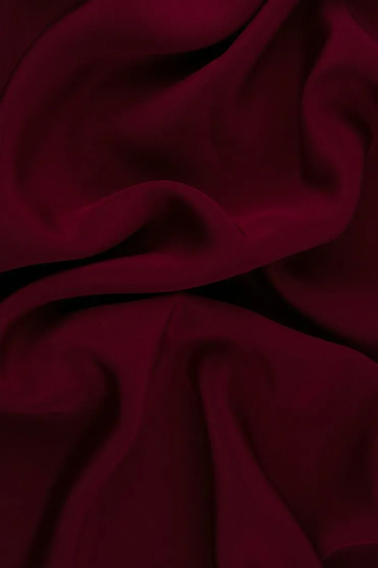 Maroon Silk 4-Ply Crepe Fabric