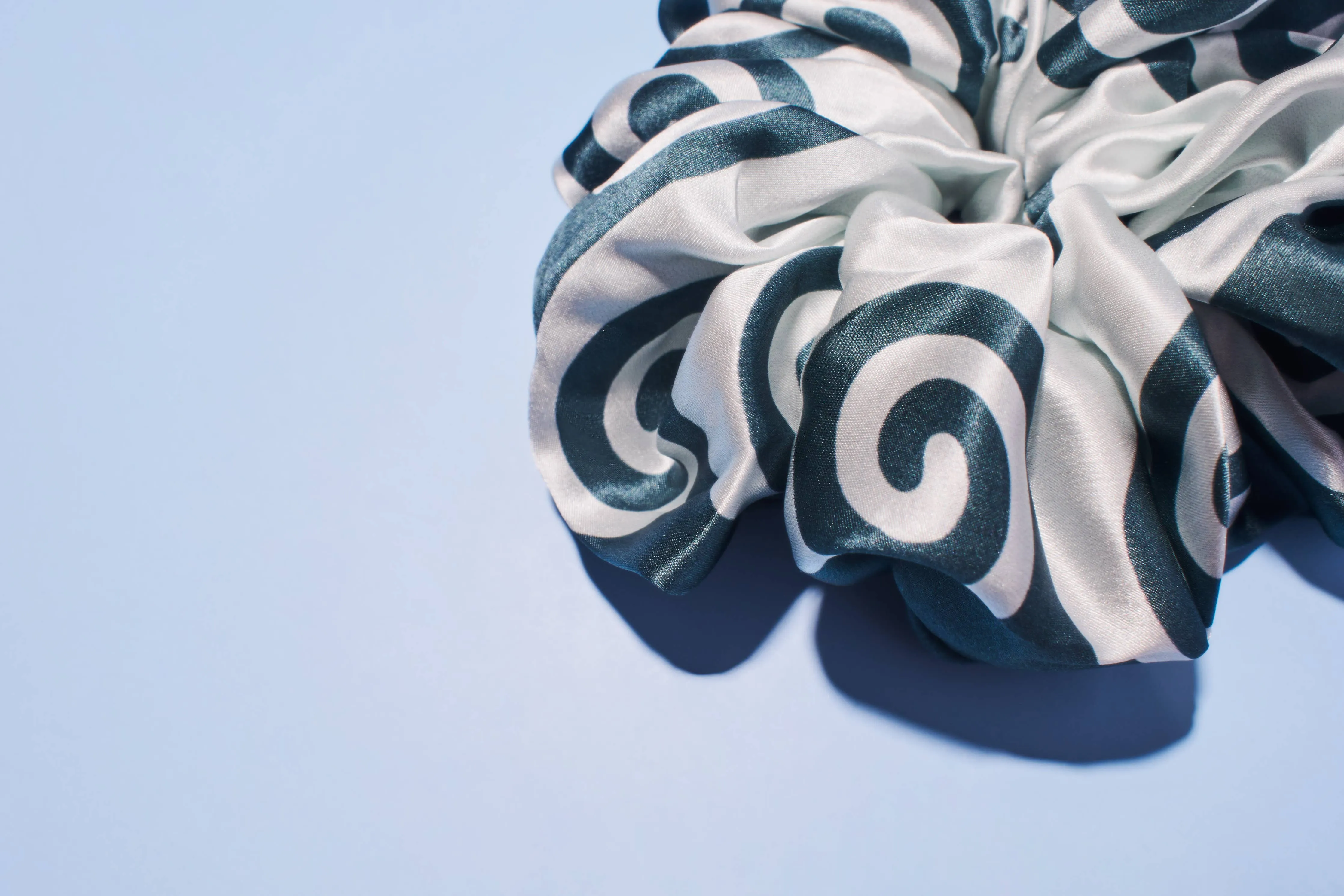 Meander Blue and Green Scrunchie