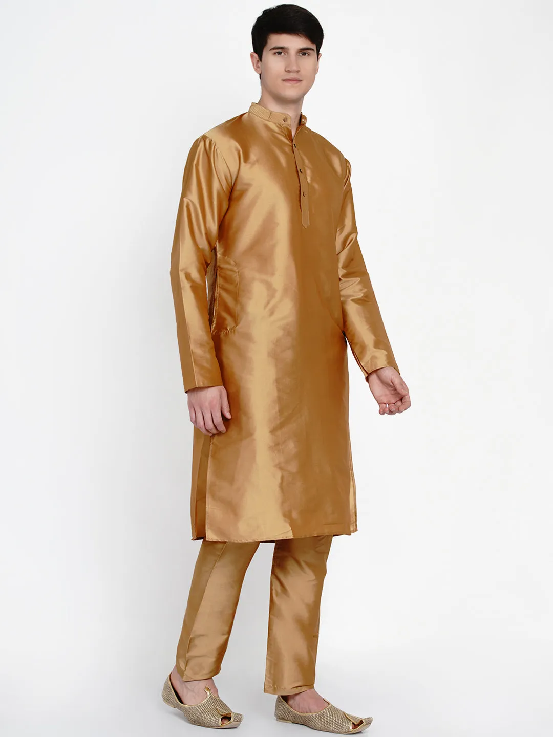 Men Gold Kurta with Pyjamas