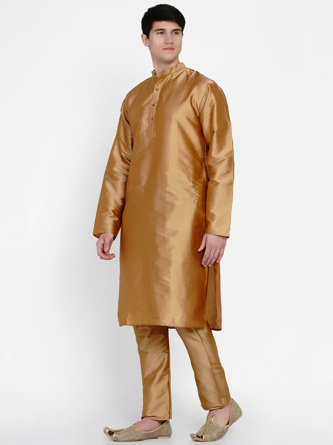 Men Gold Kurta with Pyjamas