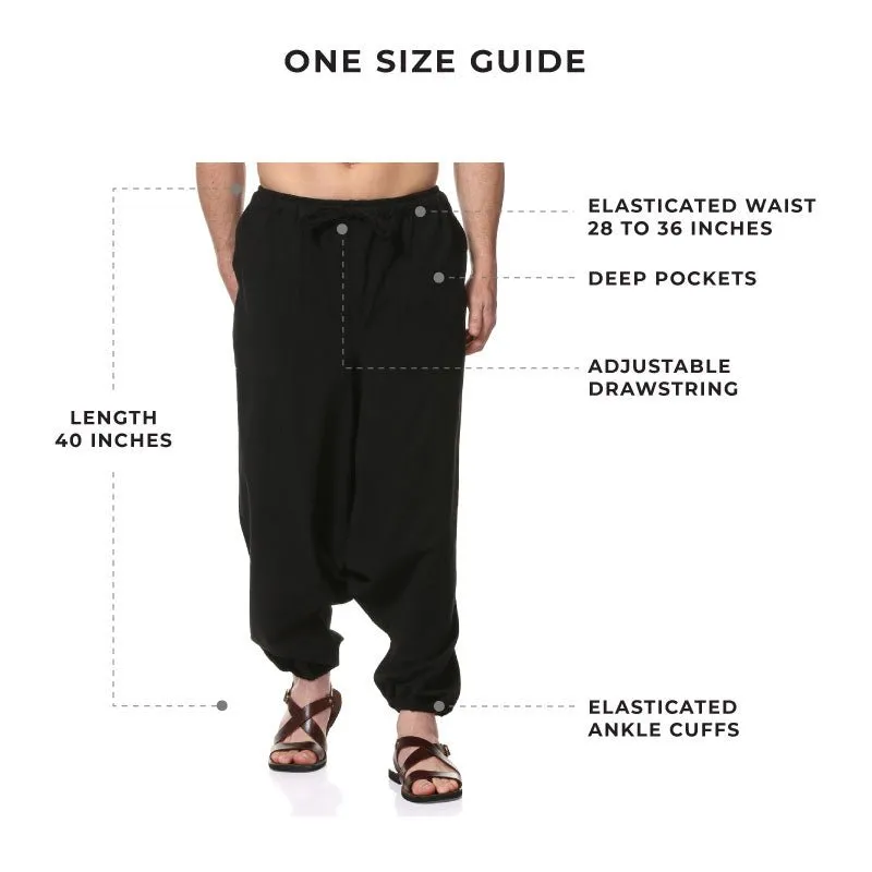 Men's Harem Pant | Black | Fits Waist Size 28" to 36"