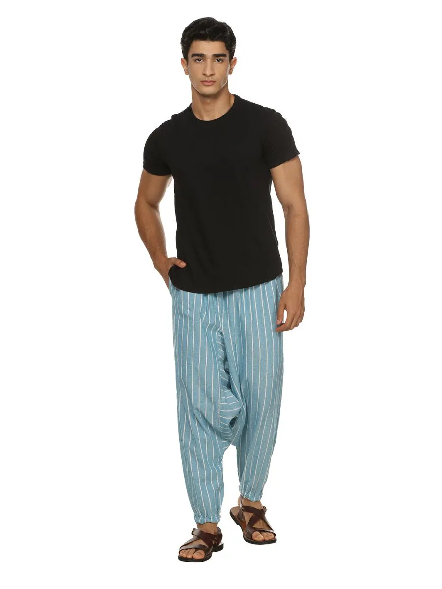 Men's Harem Pant | Blue Stripes | Fits Waist Size 28" to 36"