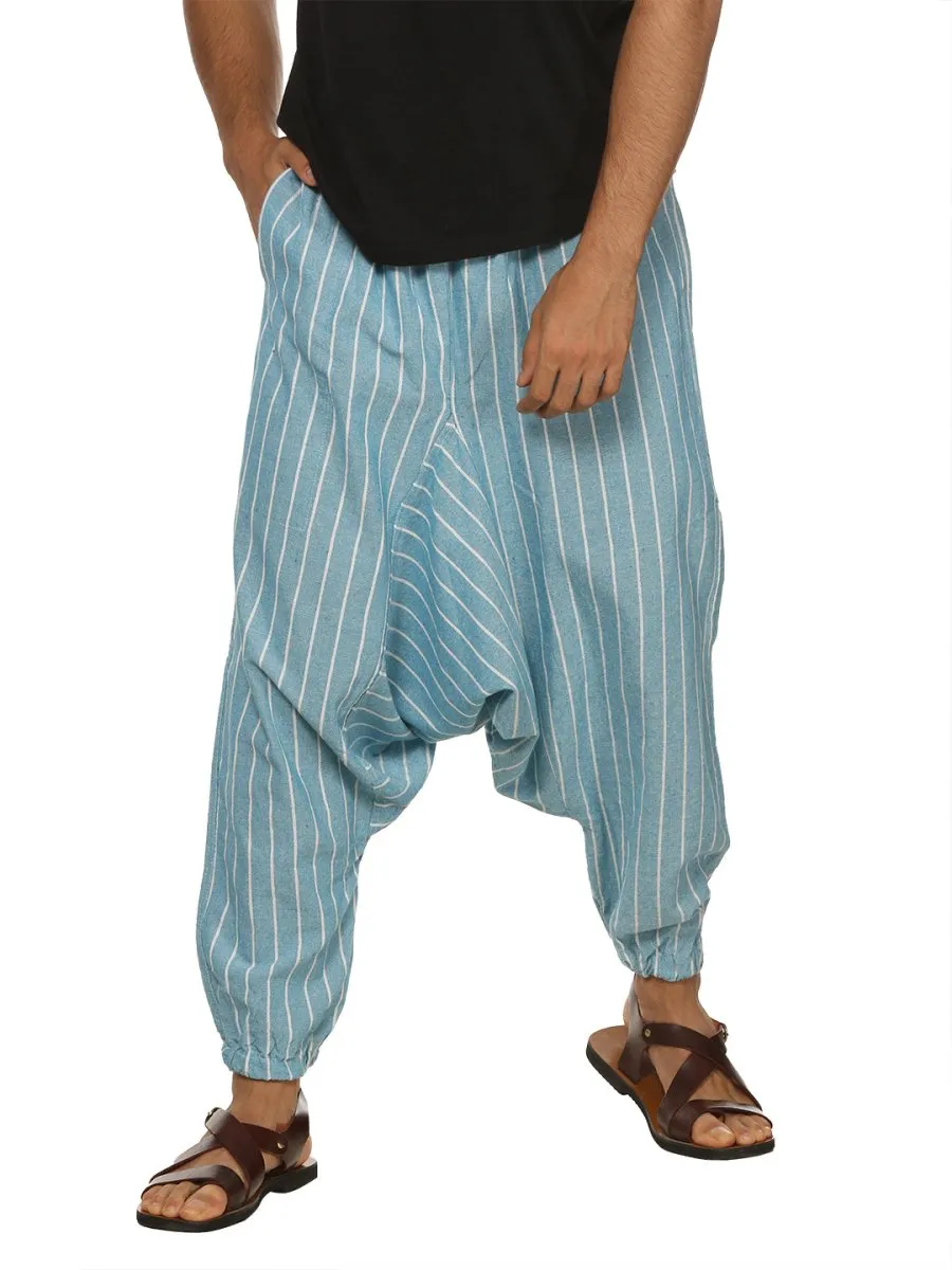 Men's Harem Pant | Blue Stripes | Fits Waist Size 28" to 36"