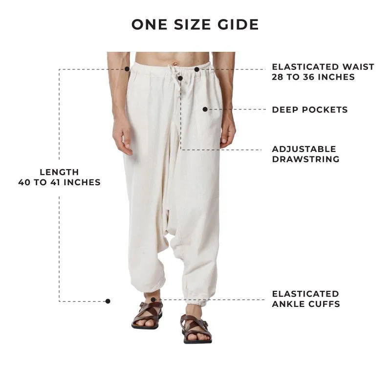 Men's Harem Pant | Cream | Fits Waist Size 28" to 36"