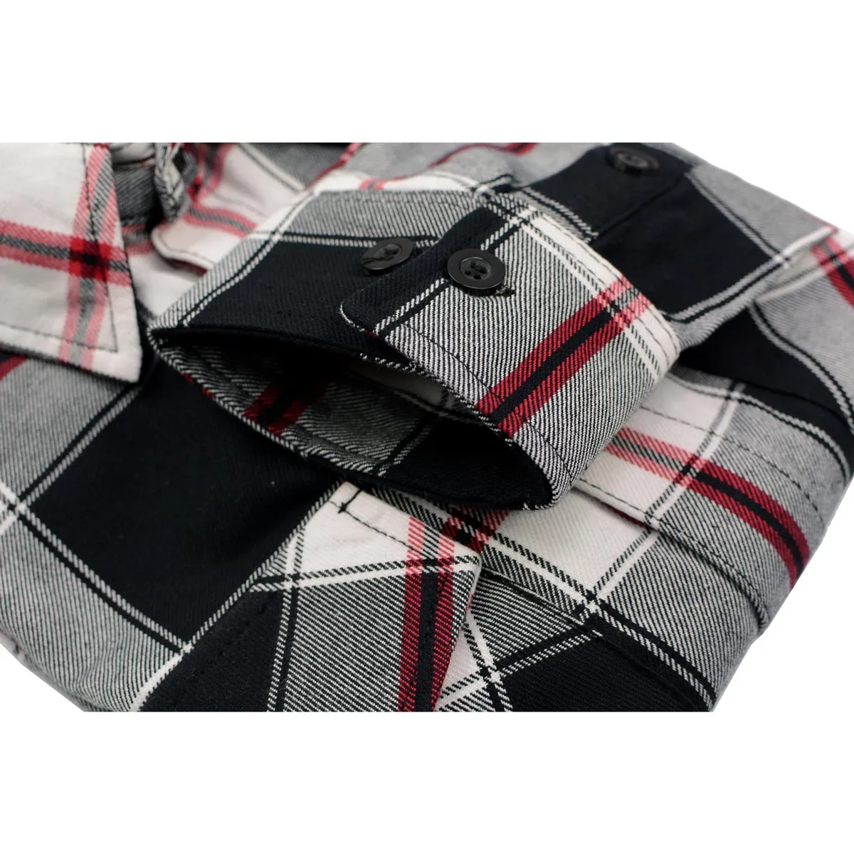 Milwaukee Leather Men's Flannel Plaid Shirt Black and White with Red Long Sleeve Cotton Button Down Shirt MNG11625