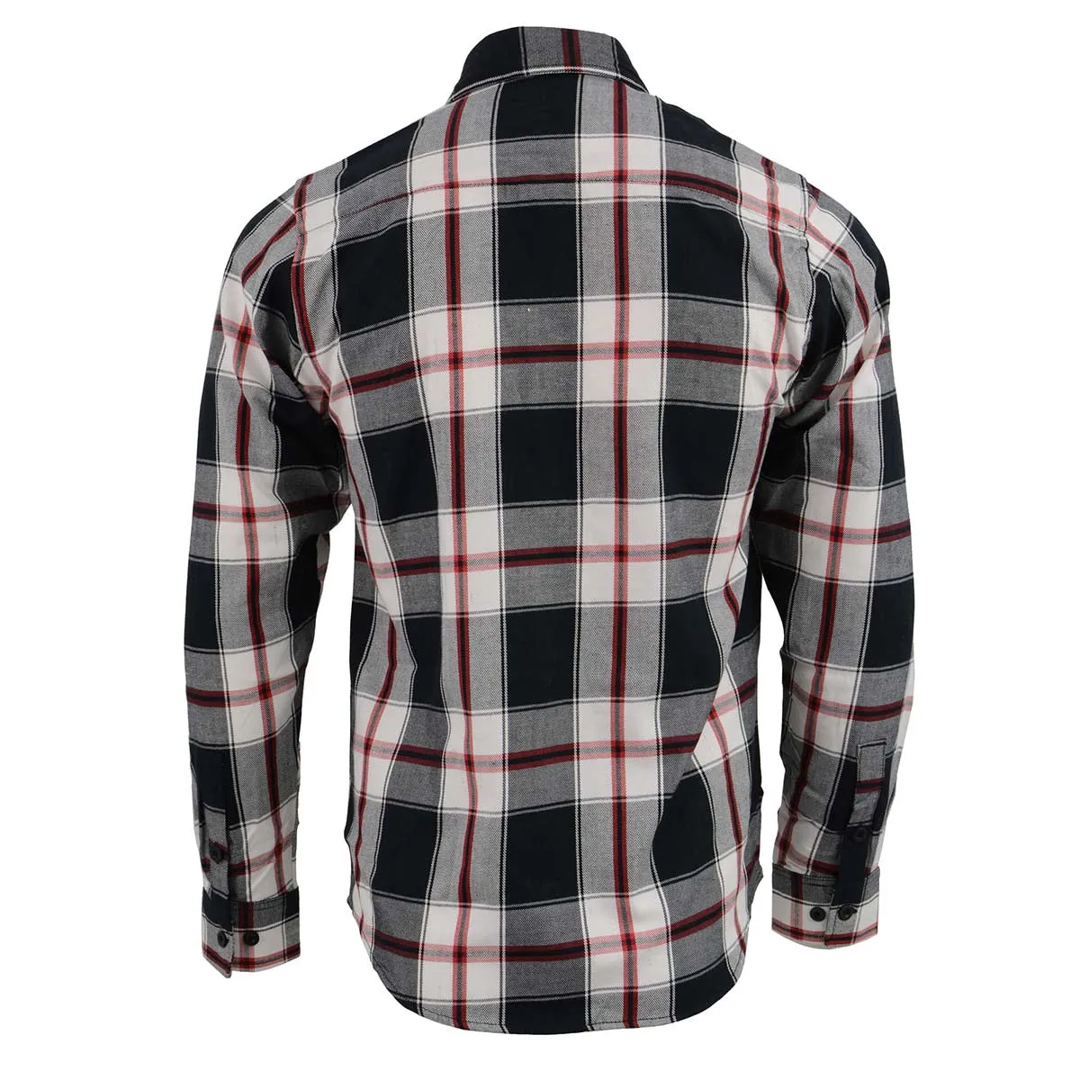 Milwaukee Leather Men's Flannel Plaid Shirt Black and White with Red Long Sleeve Cotton Button Down Shirt MNG11625