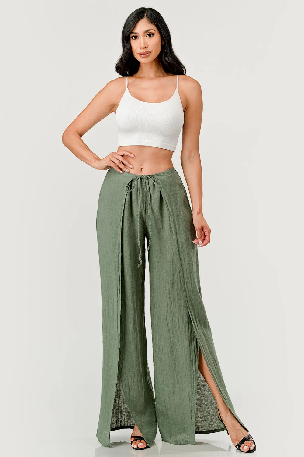 Monika Side Layered Linen Pants