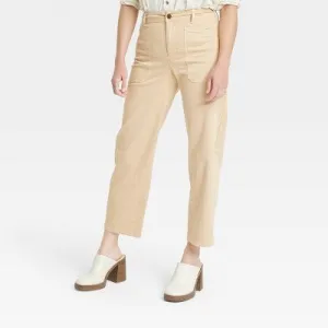 New - Women's High-Rise Barrel Leg Pants - Universal Thread Tan 16