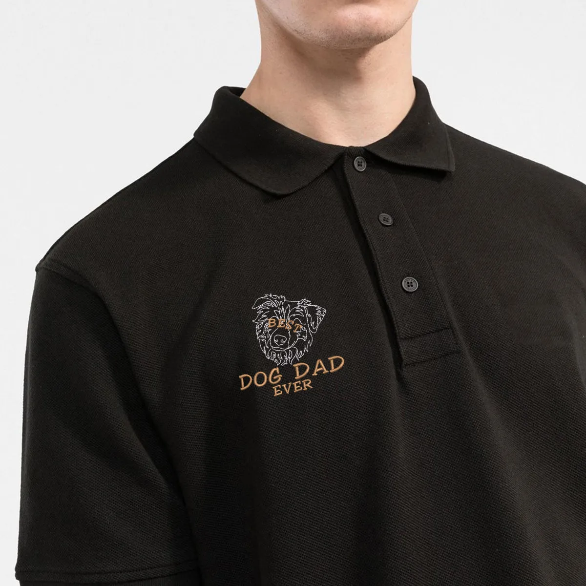 Personalized Best Australian Shepherd Dog Dad Ever Embroidered Polo Shirt, Custom Polo Shirt with Dog Name