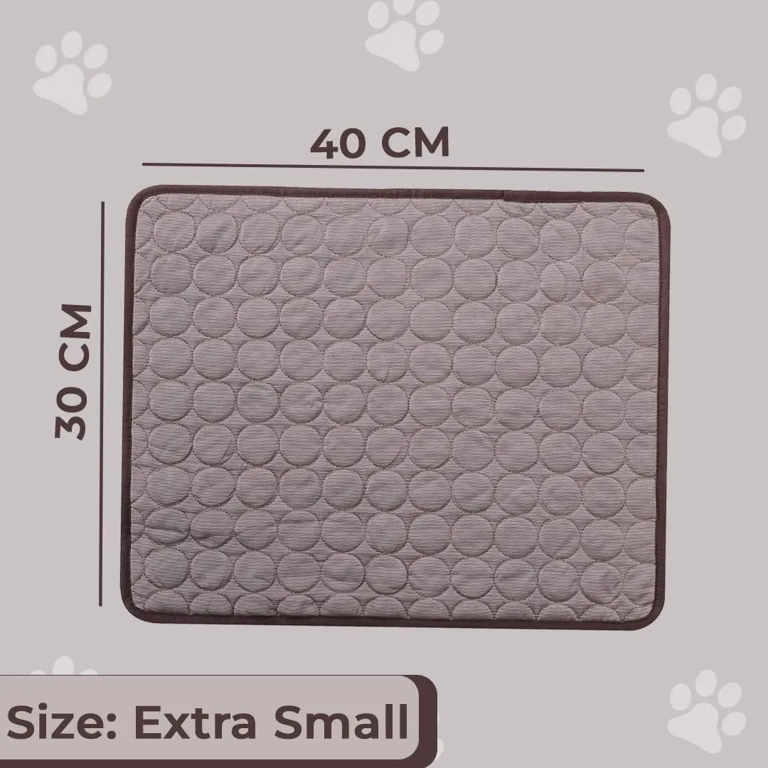 Petvit Rectangular Dog & Cat Bed|Premium Cool Ice Silk with Polyester with Bottom Mesh|Multi-Utility Self-Cooling Pad for Dog & Cat|Light-Weight & Durable Dog Bed|ZQCJ001C-XL|Coffee