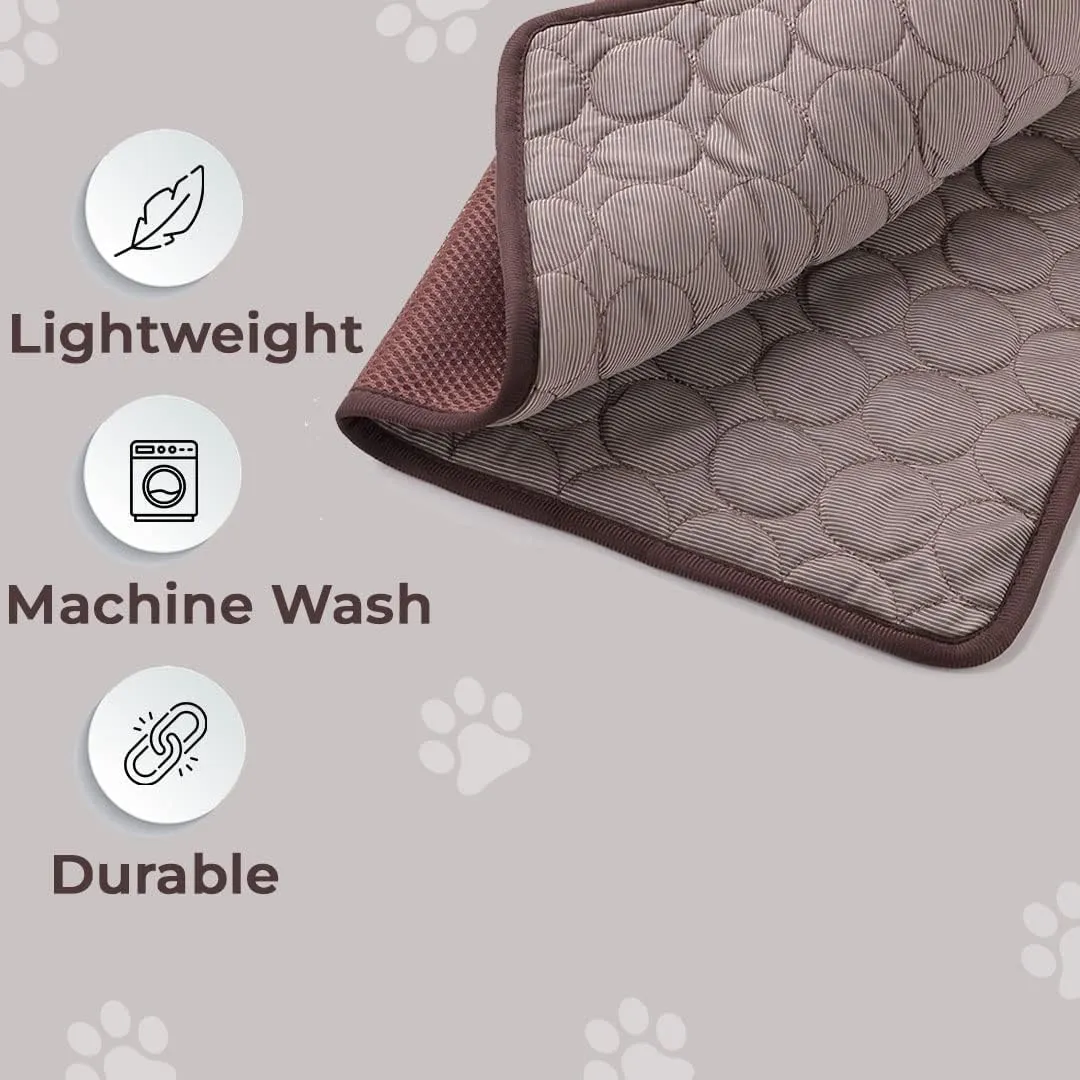 Petvit Rectangular Dog & Cat Bed|Premium Cool Ice Silk with Polyester with Bottom Mesh|Multi-Utility Self-Cooling Pad for Dog & Cat|Light-Weight & Durable Dog Bed|ZQCJ001C-XL|Coffee