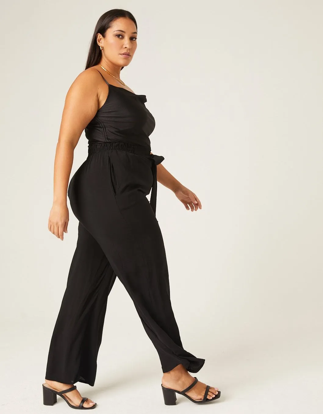 Plus Size Belted Casual Pants