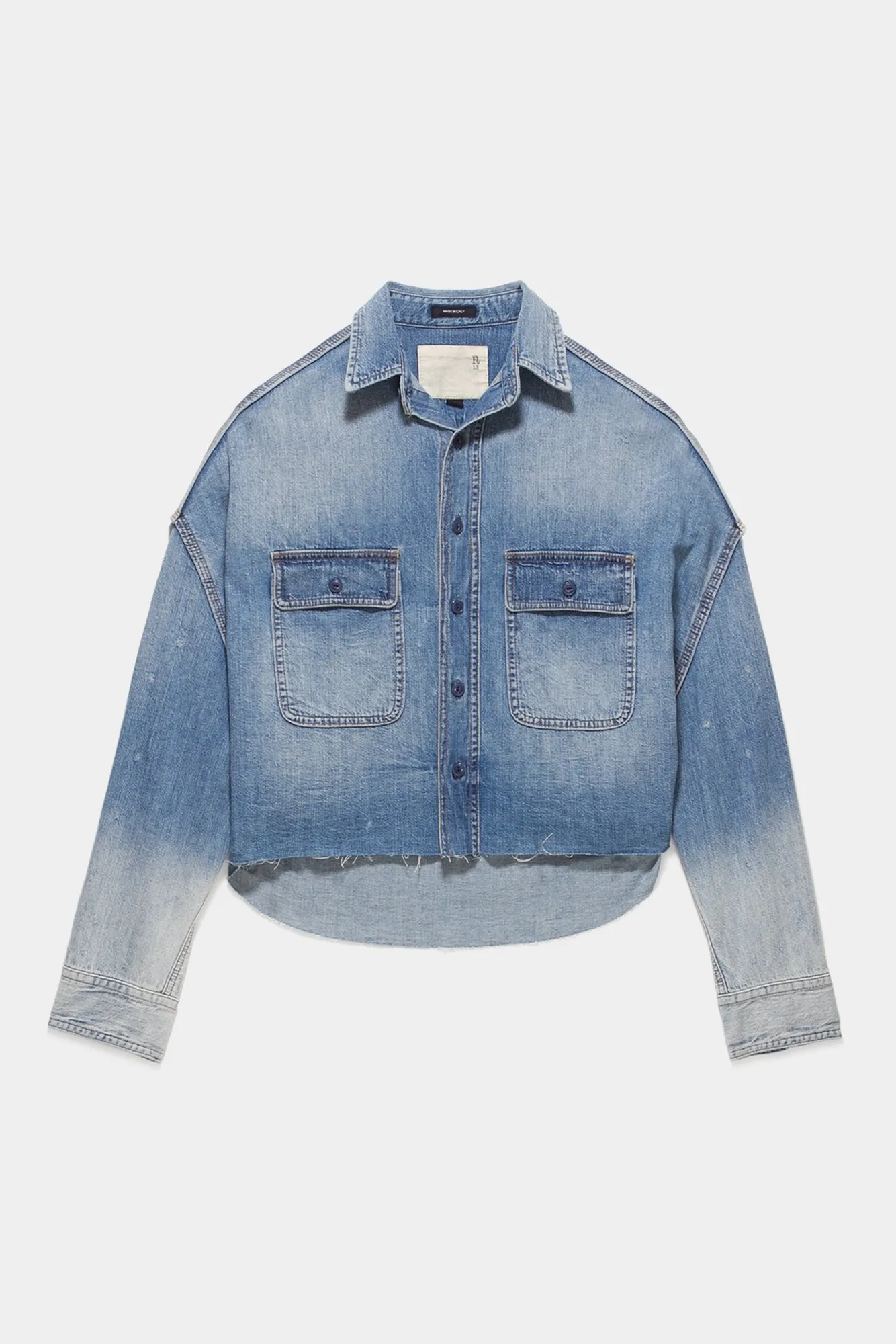 R13 Cropped Denim Shirt - Brindley