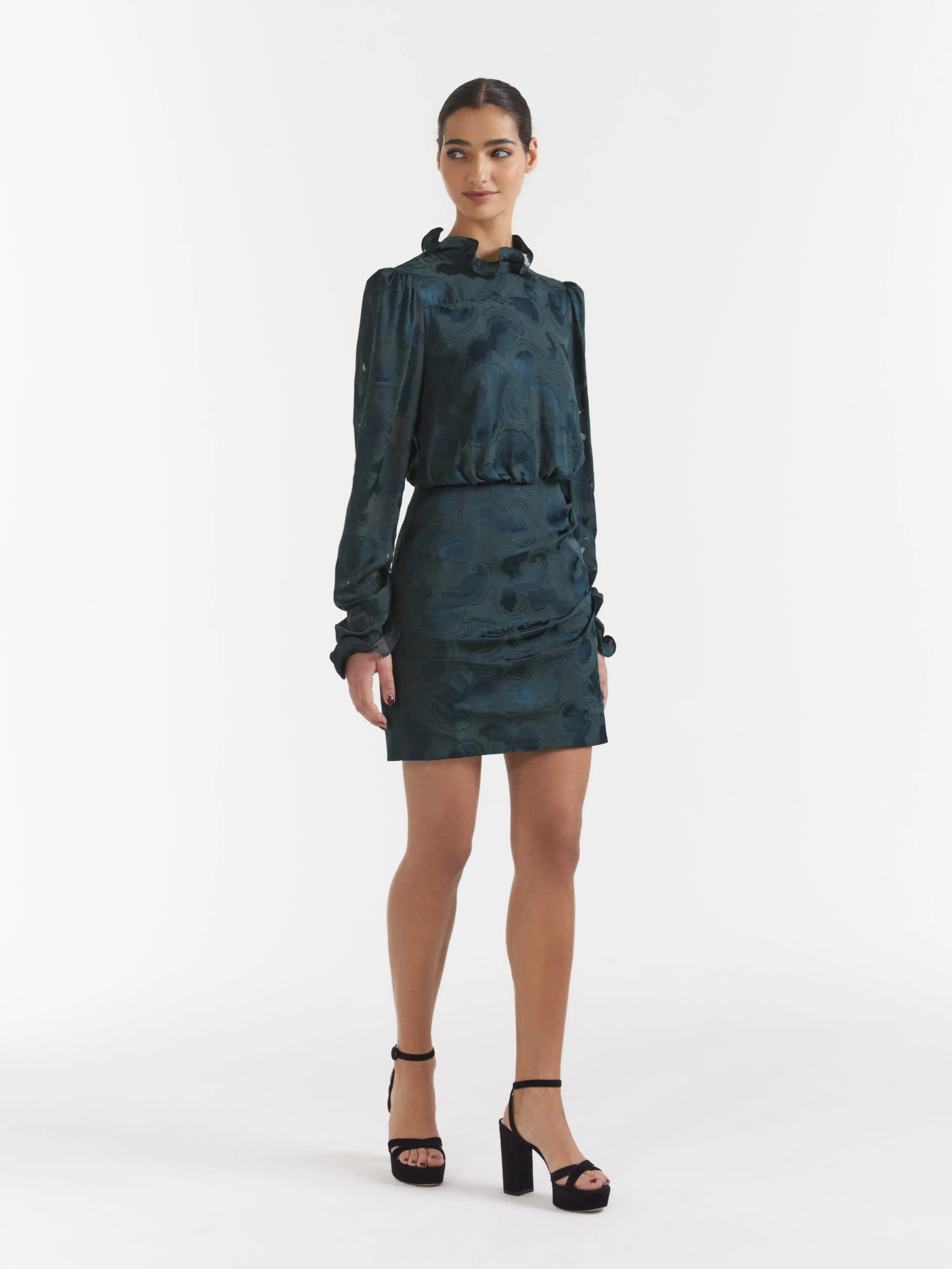 Rina B Dress in Dark Forest Green