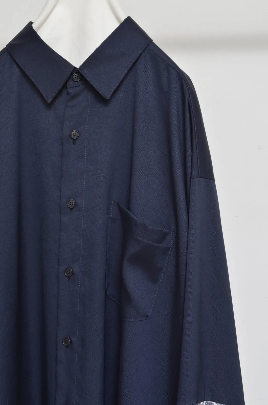 SILKY TWILL SHIRTS(PRINT) NAVY/02