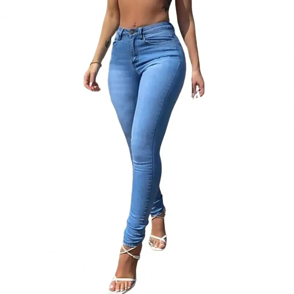 Skinny Jeans Hight Quality Slim-fitting Full-Length Mid-Waist Denim Pants for Women