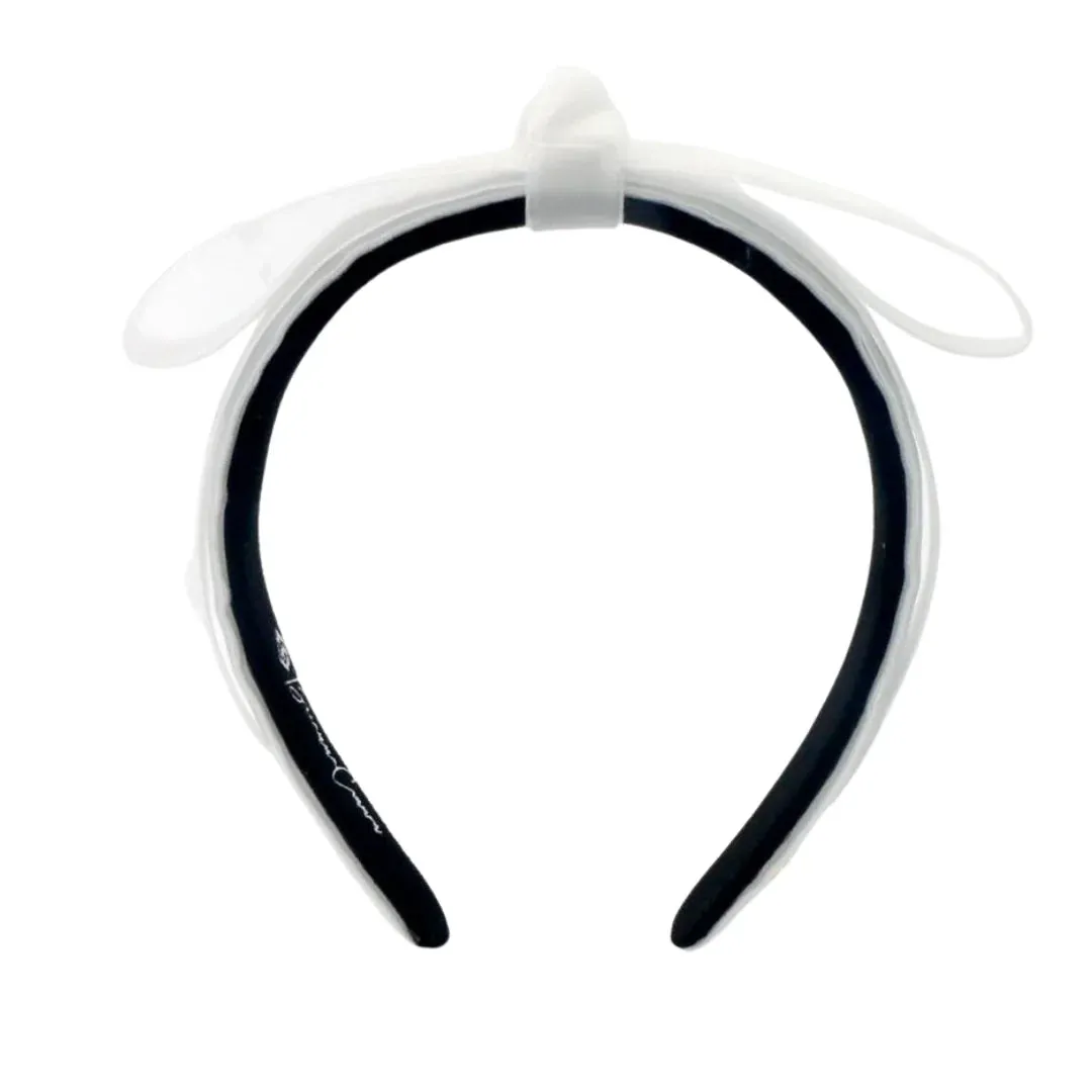 Thin Ribbon Bow Headband - White Velvet [Brianna Cannon]