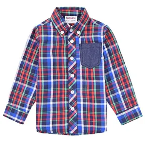 Toddler Boy Long Sleeve Blue/Red Plaid Flannel Shirt