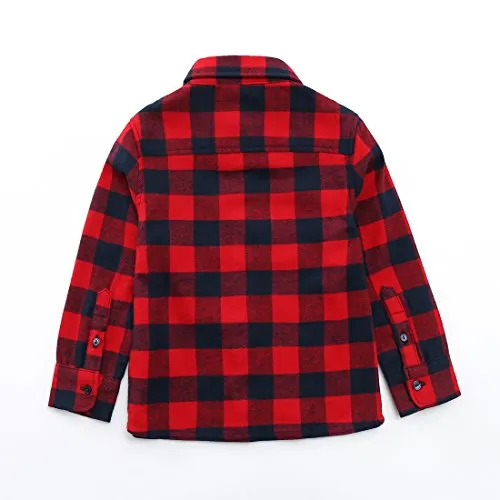 Toddler Boy Long Sleeve Red Plaid Flannel Shirt