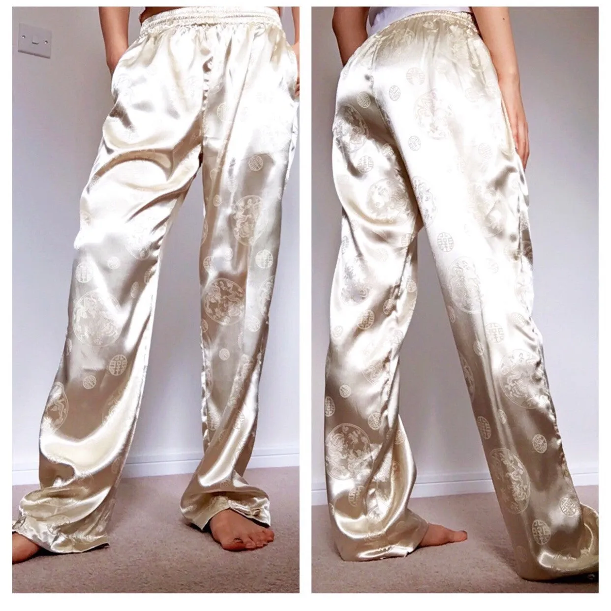 UNISEX SILK BLUE ORIENTAL TROUSERS