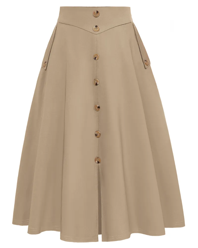 Vintage A-Line Skirt Midi Skirt Casual Skirt High Waisted Midi Party Skirt Basic A-Line Skirt