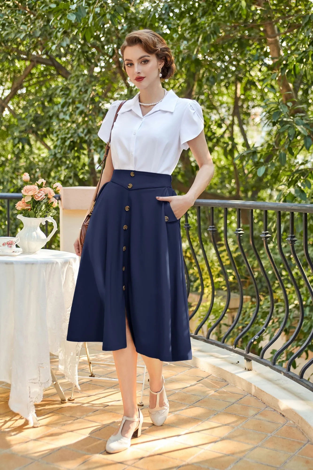 Vintage A-Line Skirt Midi Skirt Casual Skirt High Waisted Midi Party Skirt Basic A-Line Skirt