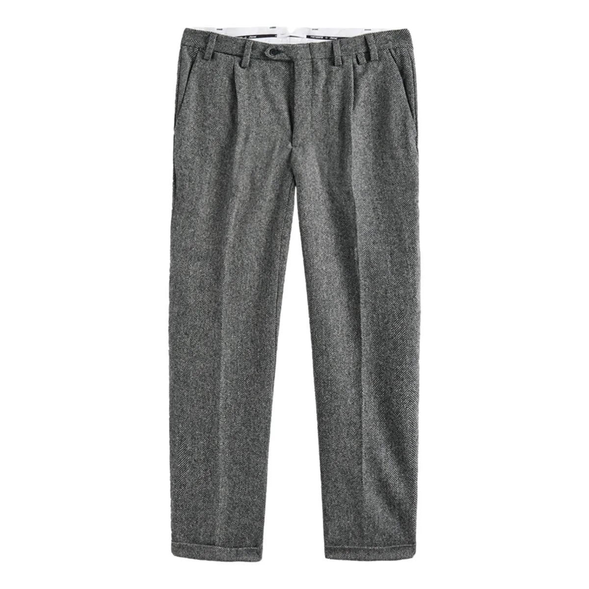 Wool Herringbone Trousers Grey