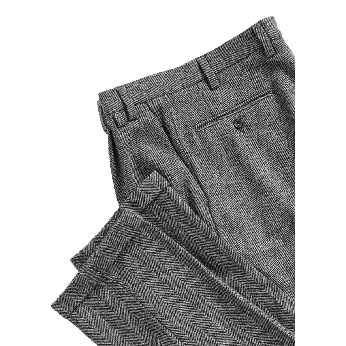 Wool Herringbone Trousers Grey