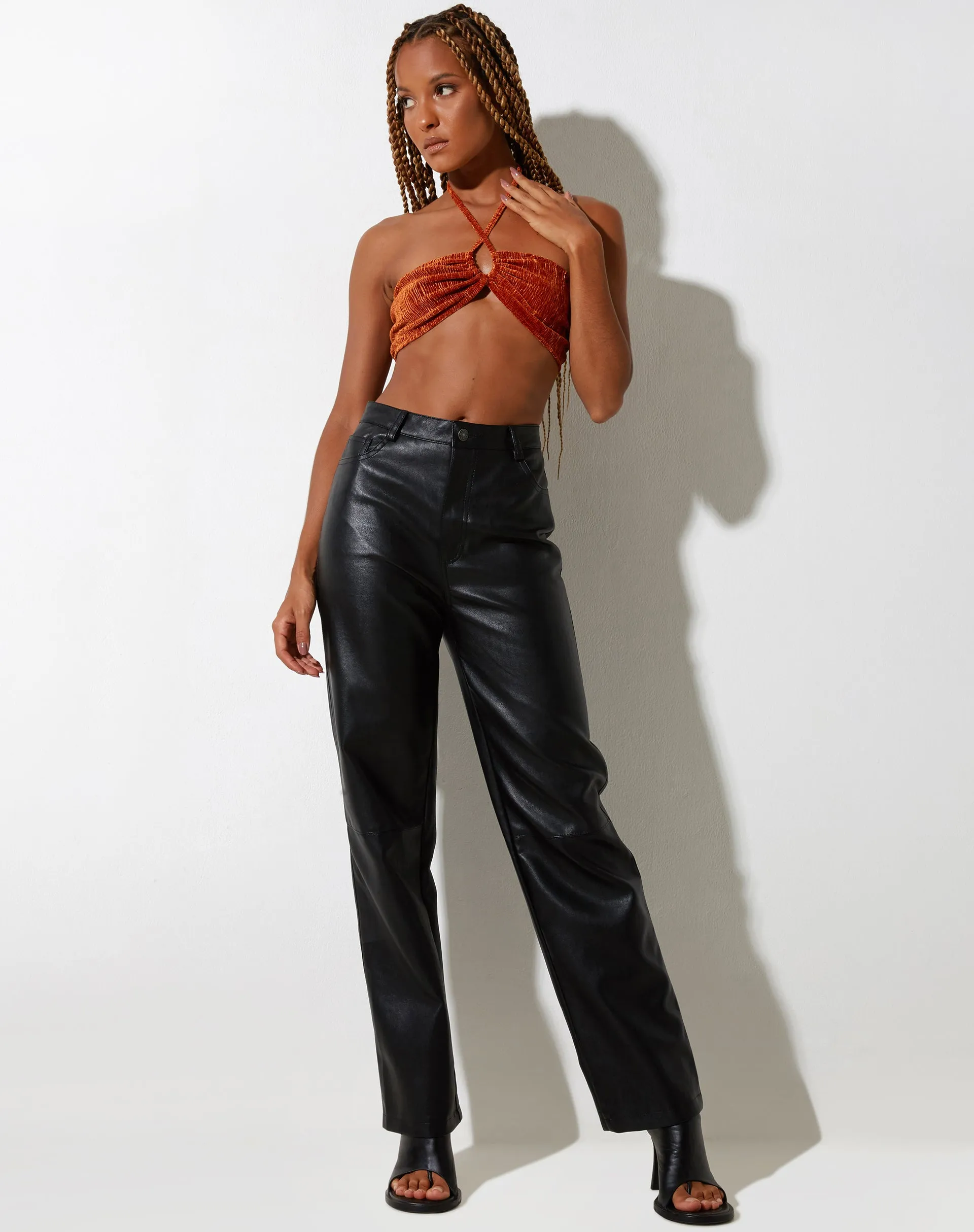 Yessa Velvet Crop Top in Rust